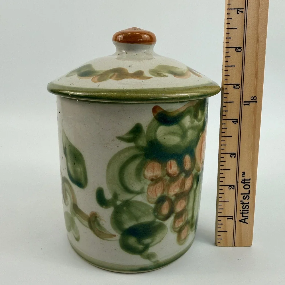 Louisville Stoneware Hand Painted Fruit Covered Canister Crock Kentucky USA